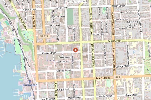 Map showing Vivid Coffee Roasters in Burlington