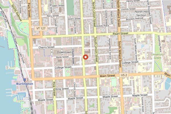 Map showing City Market Community Teaching Kitchen in Burlington