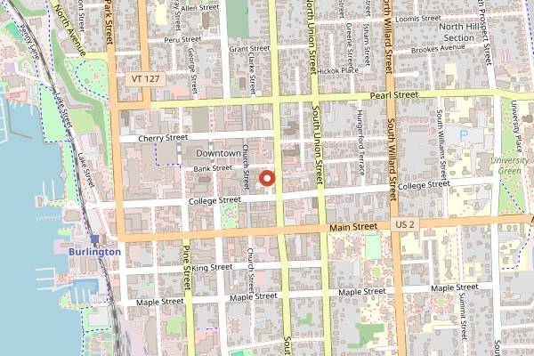 Map showing The Daily Planet in Burlington