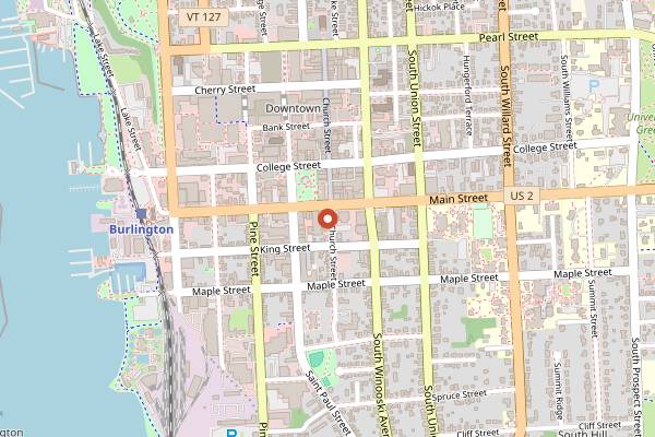 Map showing Einstein's Tap House in Burlington