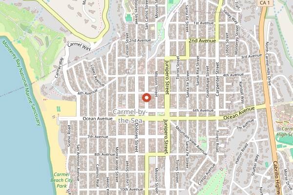 Map showing Belle Kitchen Macaron Classes in Carmel-by-the-Sea