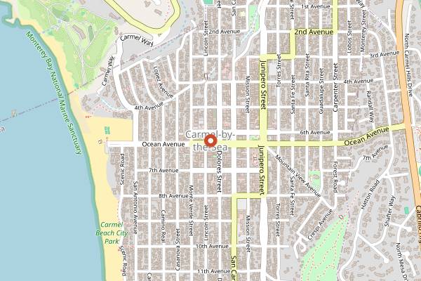 Map showing Windy Oaks Carmel Tasting Room in Carmel-by-the-Sea