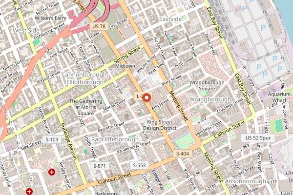Map showing Charleston Beer Works in Charleston