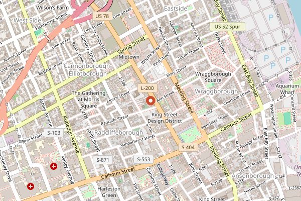Map showing The Cocktail Club in Charleston
