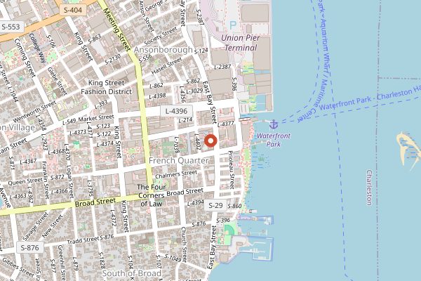 Map showing Magnolias in Charleston
