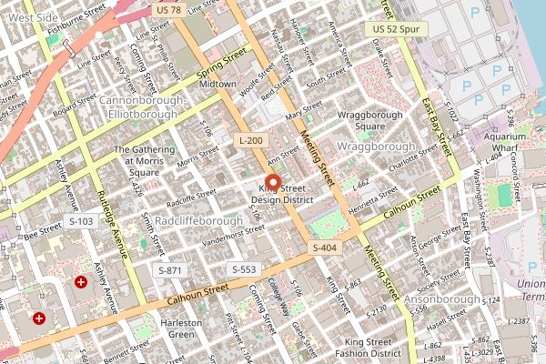 Map showing Toast All Day King Street in Charleston