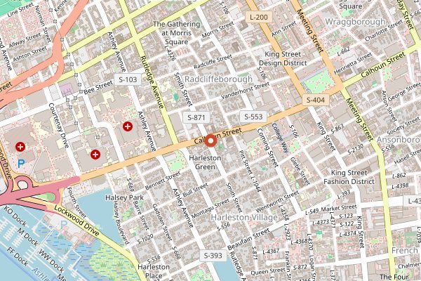 Map showing Brown Dog Deli in Charleston