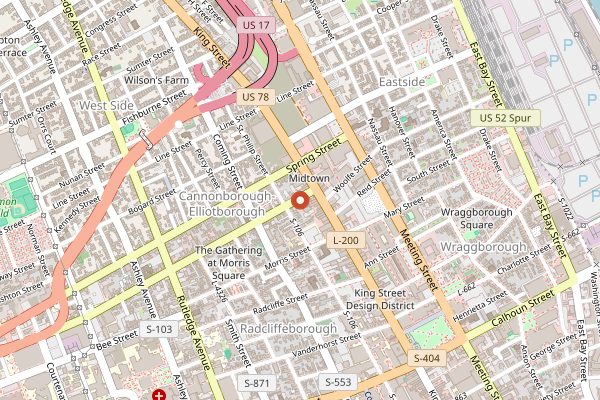 Map showing Babas on Cannon in Charleston