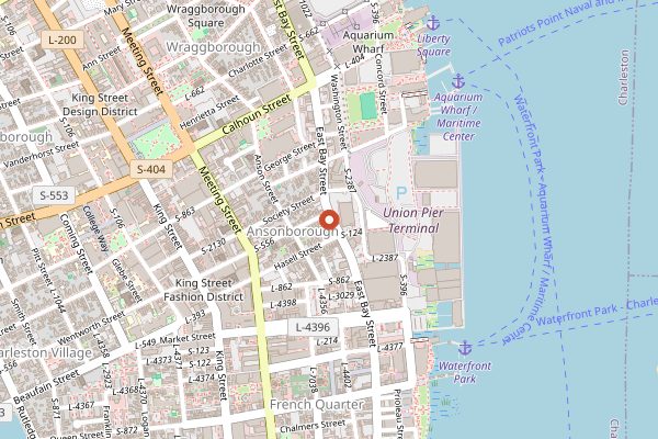 Map showing 167 Sushi Bar in Charleston