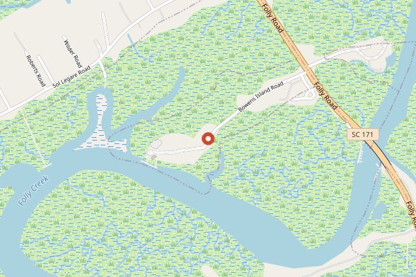Map showing Bowens Island Restaurant in Charleston