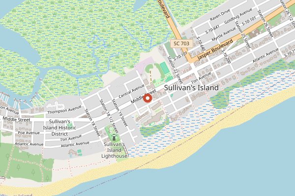 Map showing Sullivan's Fish Camp in Charleston