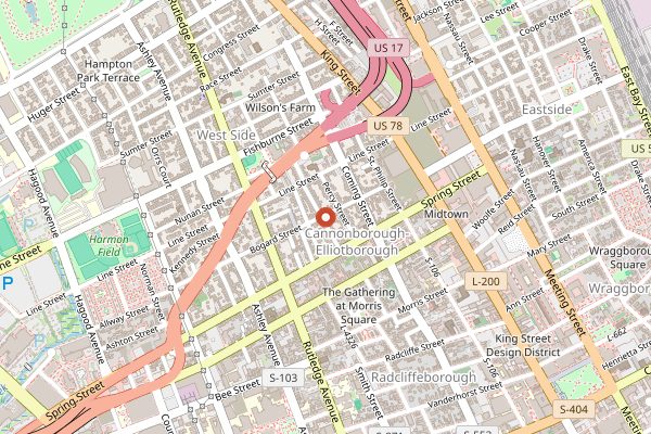 Map showing Vern's in Charleston