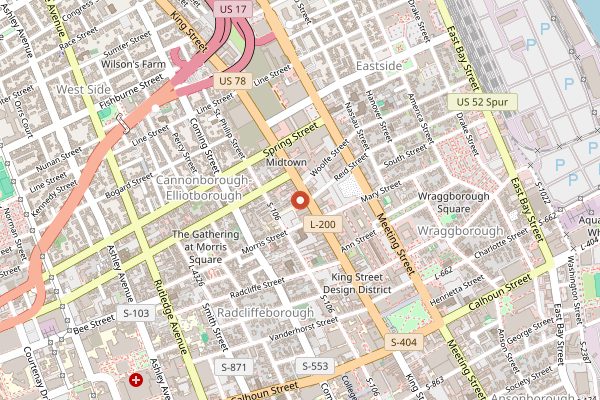 Map showing Vintage Lounge in Charleston