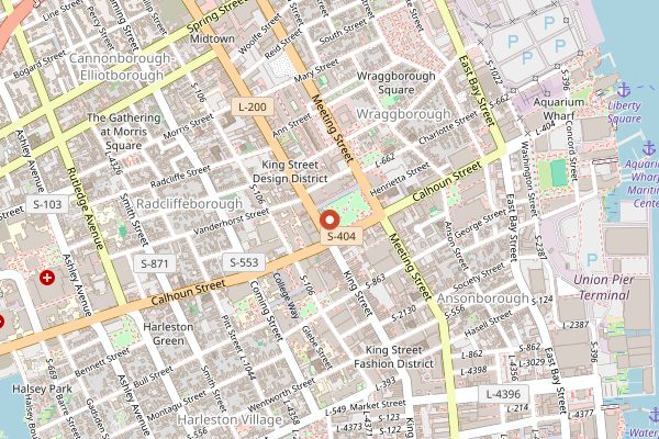Map showing Charleston Farmers Market in Charleston