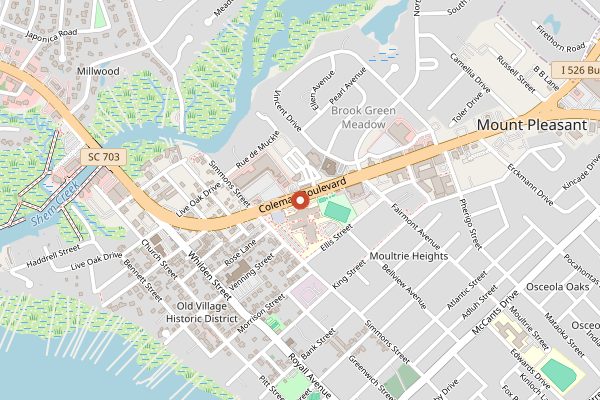 Map showing Mount Pleasant Farmers Market in Charleston