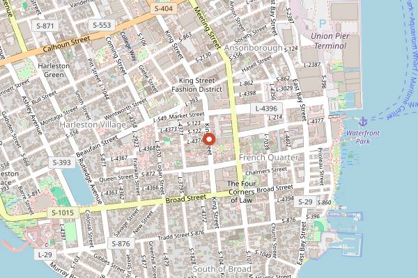 Map showing Burns Alley Tavern in Charleston