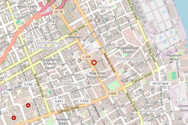 Map showing Dudley's on Ann in Charleston