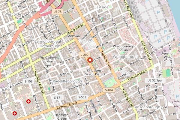 Map showing Republic Garden & Lounge in Charleston