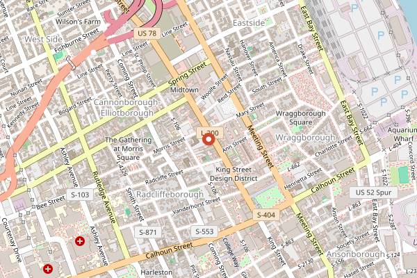 Map showing Stars Rooftop in Charleston