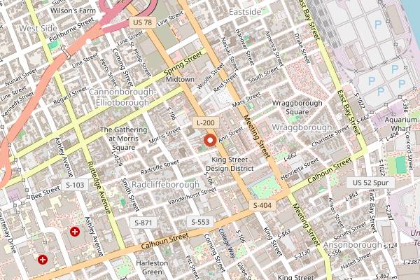 Map showing The Cocktail Club in Charleston