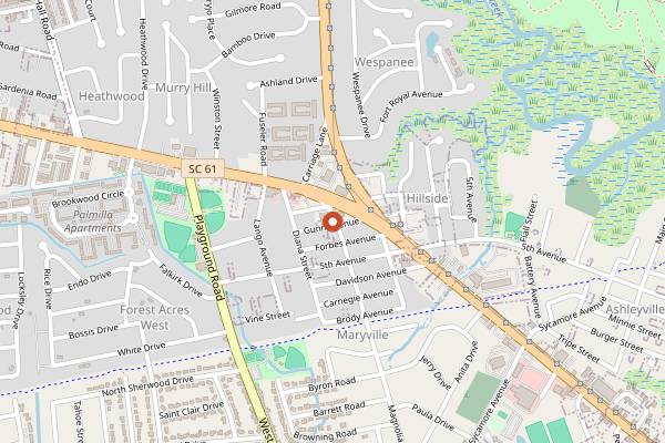 Map showing Tin Roof in Charleston