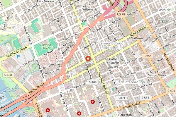 Map showing Estadio in Charleston