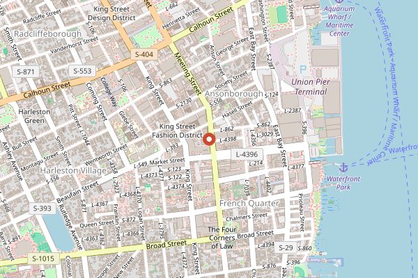 Map showing Hyman's Seafood in Charleston