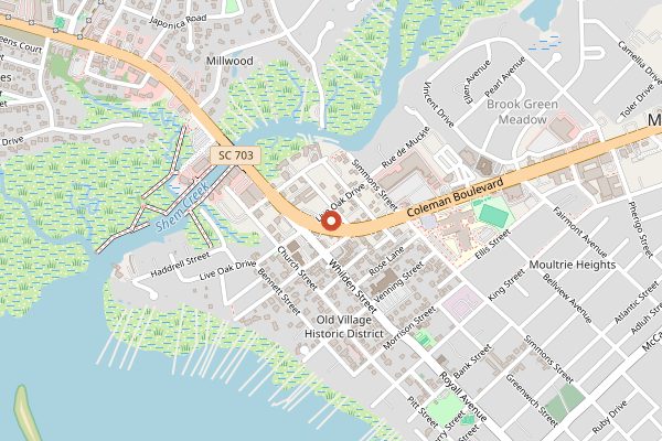 Map showing Page's Okra Grill in Charleston