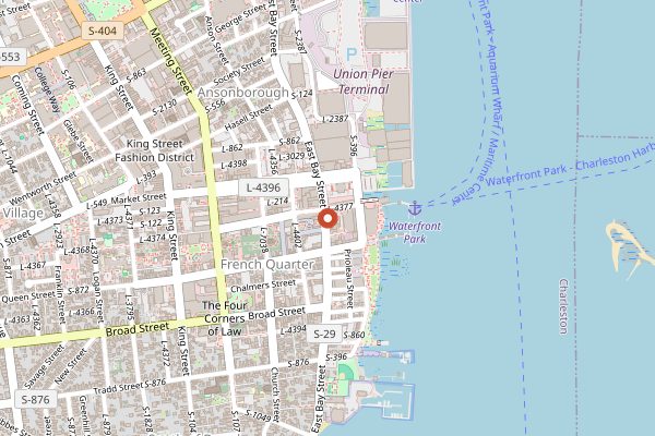 Map showing Slightly North of Broad in Charleston