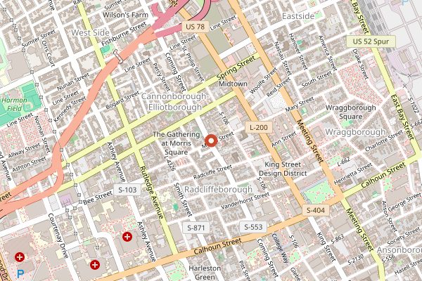 Map showing Dave's Carry-Out in Charleston