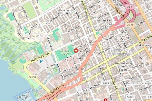 Map showing Street Bird Westside in Charleston