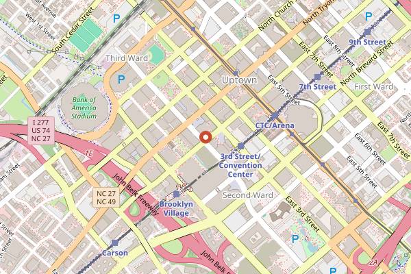 Map showing Amelie's French Bakery Uptown in Charlotte