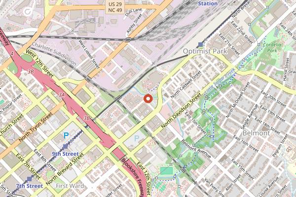 Map showing Suarez Bakery and Barra in Charlotte
