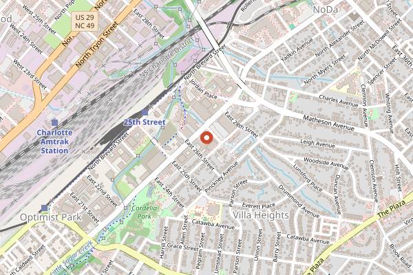 Map showing Free Range Brewing in Charlotte