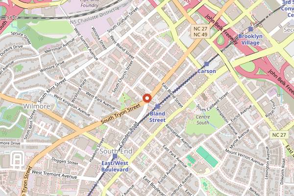 Map showing Wooden Robot Brewery in Charlotte