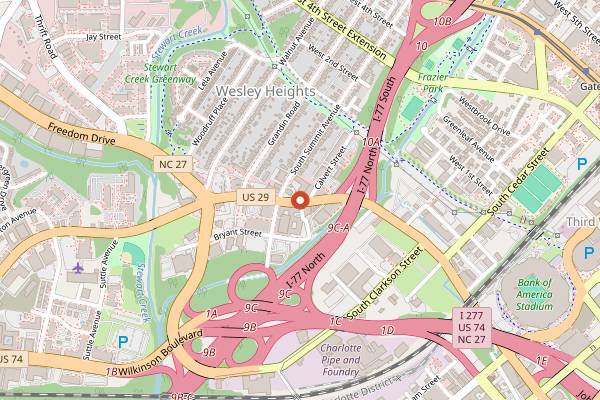 Map showing The Open Kitchen in Charlotte