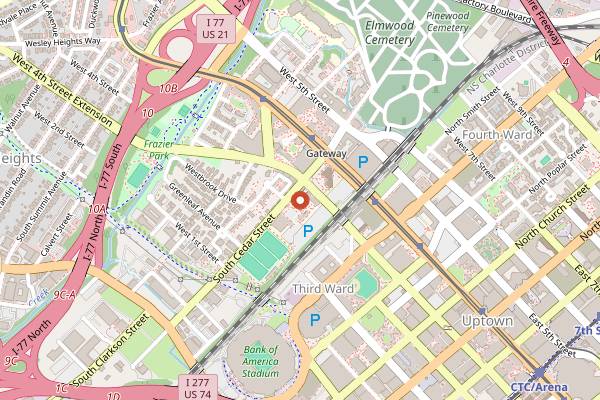 Map showing Kitchen Academy at Johnson and Wales in Charlotte