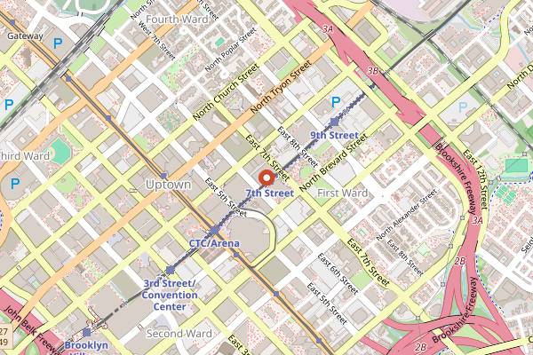 Map showing The Market at 7th Street in Charlotte