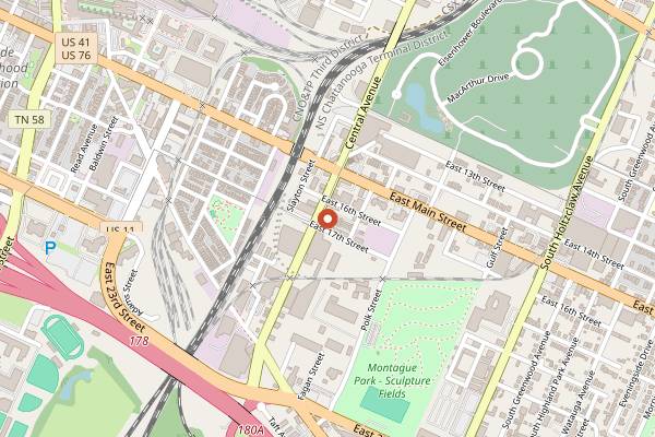 Map showing OddStory Brewing Company in Chattanooga