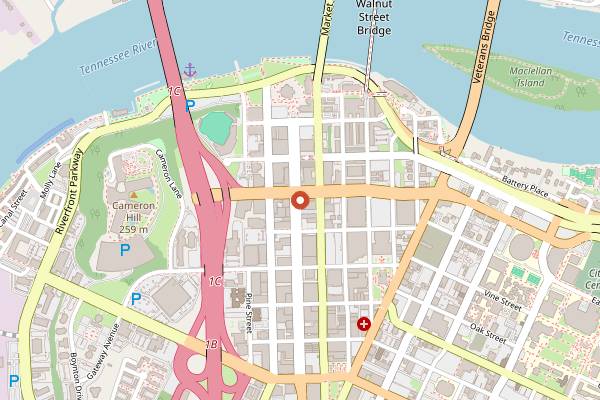 Map showing Maple Street Biscuit Company in Chattanooga