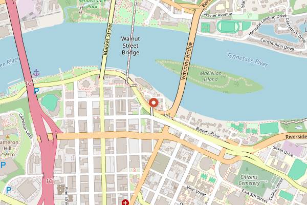 Map showing Rembrandt's Coffee House in Chattanooga