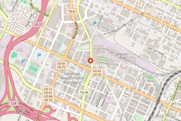 Map showing The Hot Chocolatier in Chattanooga