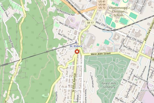 Map showing The Purple Daisy Picnic Cafe in Chattanooga