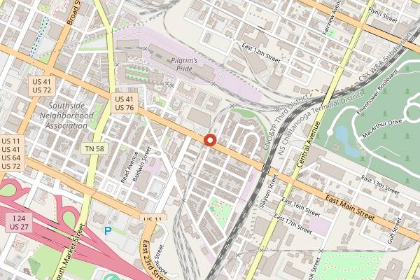Map showing Velo Coffee Roasters in Chattanooga