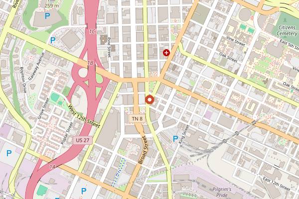 Map showing Pickle Barrel in Chattanooga