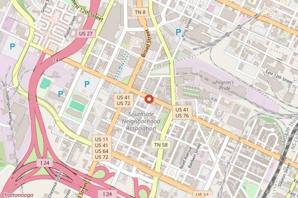 Map showing Songbirds in Chattanooga