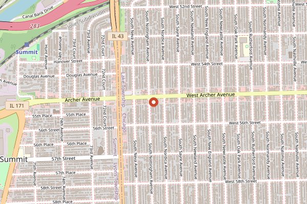 Map showing Weber's Bakery in Chicago
