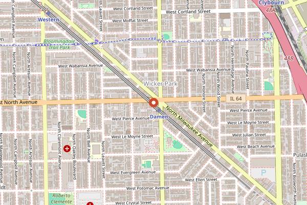 Map showing Estelle's Cafe and Lounge in Chicago