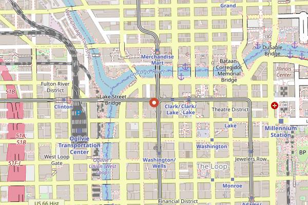 Map showing Monk's Pub in Chicago