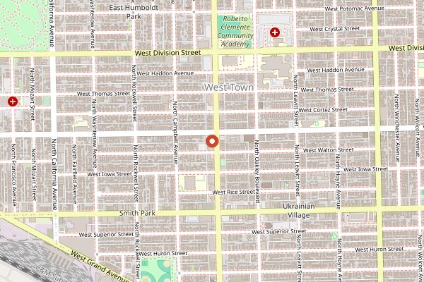 Map showing Sportsman's Club in Chicago